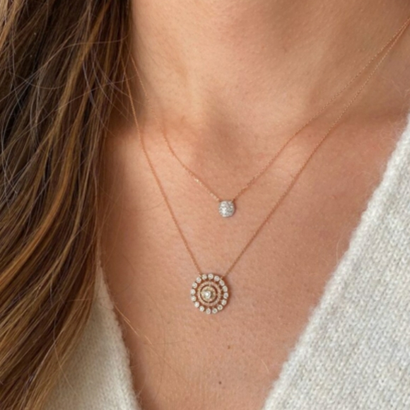 14k Lauren Joy Mini Disc Diamond Necklace - Picture 4 of 5